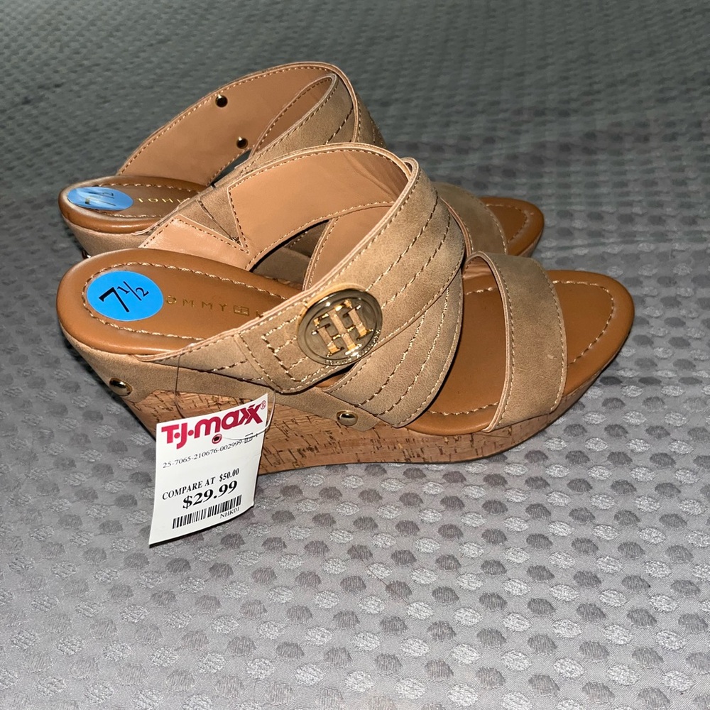 Tommy Hilfiger Beige Wedge Sandals